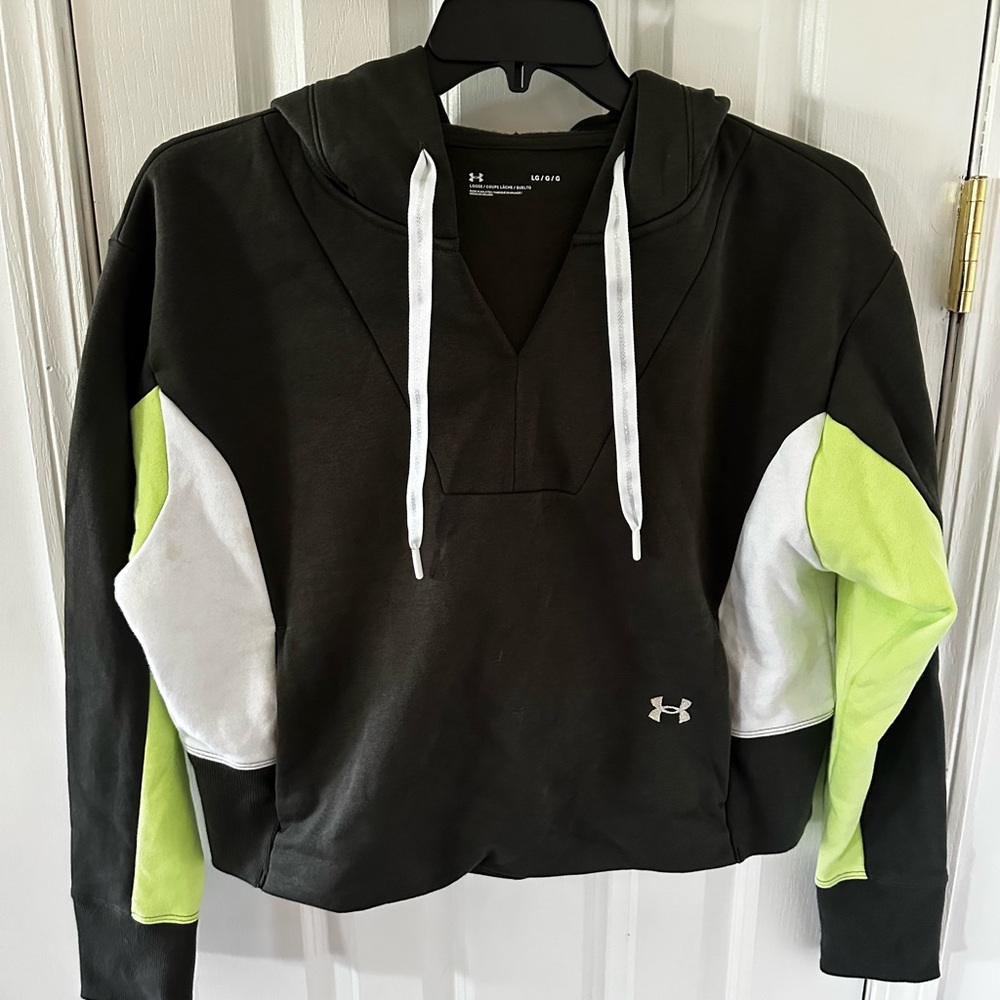 Under Armor Black Hoodie with White & Green